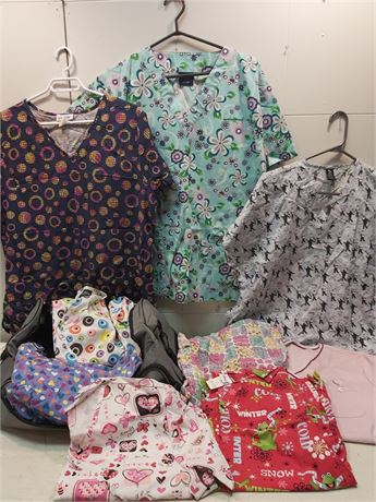 Large Floral and Character Print Scrub Top Collection 20