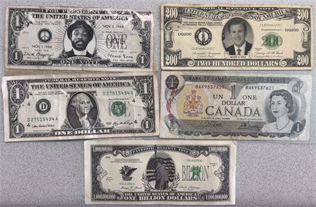 Currency Collection: Vintage US & Canadian Legal Tender plus Satirical DC
