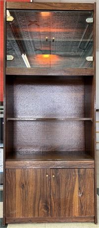 Vintage Dark MDF Display Cabinet / Bookcase with Glass Doors G