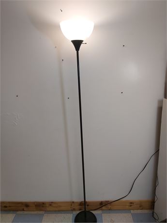 ​Modern Black Torchiere Floor Lamp with Frosted White Shade 10BW