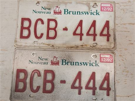 Pair of Vintage 1992 New Brunswick License Plates 3