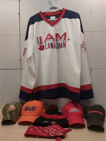 Vintage Molson I.AM. CANADIAN Jersey & Mixed Headwear Bundle 10