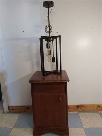 ​Industrial 3-Light Cage Pendant & Classic Wood Nightstand OA
