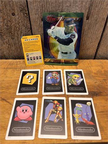 Vintage 90s Sammy Sosa Topps Finest Jumbo Card + Nintendo 3DS AR Card Set (6) FS