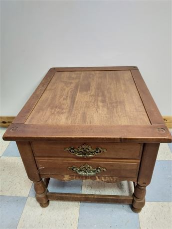 Vintage Two-Drawer Wooden End Table 16
