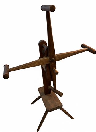 Antique Primitive Wooden Clock Reel – Spinner’s Weasel Yarn Winder OA