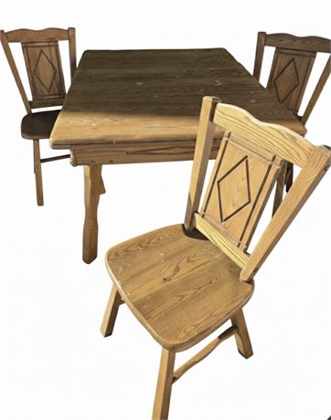 Country-Style Oak Dining Set with Diamond-Back Chairs G