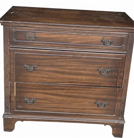 Vintage Mahogany-Finish 3-Drawer Dresser G