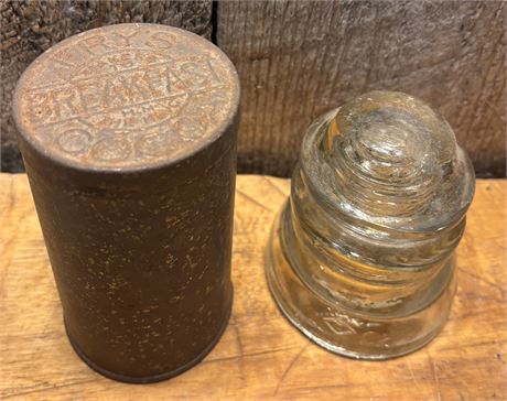 Vintage Canadian Advertising Set: Dominion "42" Glass Insulator & 11