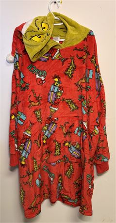 Dr. Seuss The Grinch Oversized Wearable Blanket Hoodie Red Plush L/XL 2FR