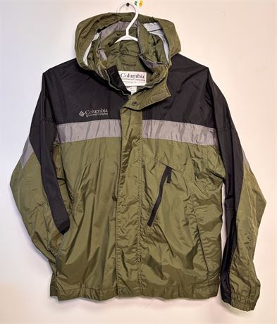 90s Columbia Kids Hooded Rain Jacket Size 14/16 Olive Green Gorpcore OA