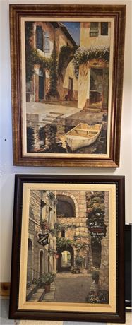 Set of 2 Large Framed European Street & Canal Prints – Apres L’image OA