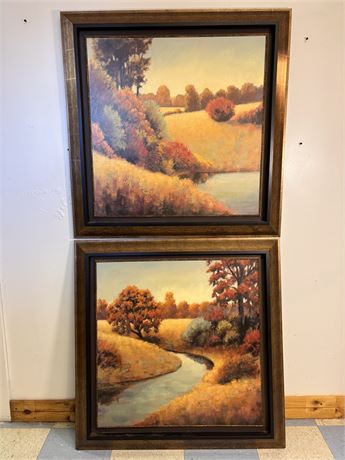 Set of 2 James Wiens Framed Landscape Prints – "Calm" & "Still" – 36" x 36" OA