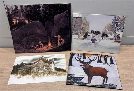 4 Vintage Americana Art Prints – D.R. Laird & More – Rustic Country Decor FS