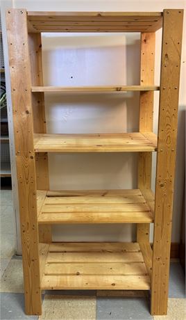 Modular Solid Pine 5-Tier Slatted Shelving Unit – Customizable & Sturdy G