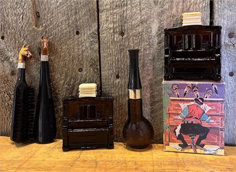 Vintage Avon Men’s Collectible Decanter Lot - Piano, Pipe, & Horse Grooming Set6