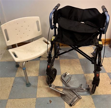 Mobility Essentials Bundle: 2-in-1 Rollator Transport Chair + Adjustable OA