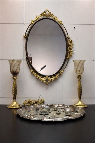 Ornate Gilded Mirror & Decorative Tableware Set 20