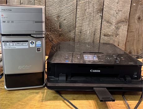 Vintage Acer Aspire Desktop & Canon PIXMA MG5420 Printer - For Parts/Repair 4