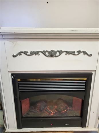Electric Fireplace Mantel & Convertible Bar Cabinet OA