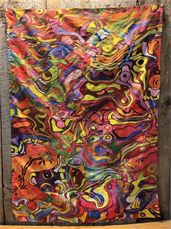 Vibrant Psychedelic Abstract Wall Tapestry - Neon Wavy "Trippy" Art BannerFS