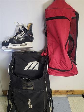Bauer Hockey Skates and Equipment Bag Set 9