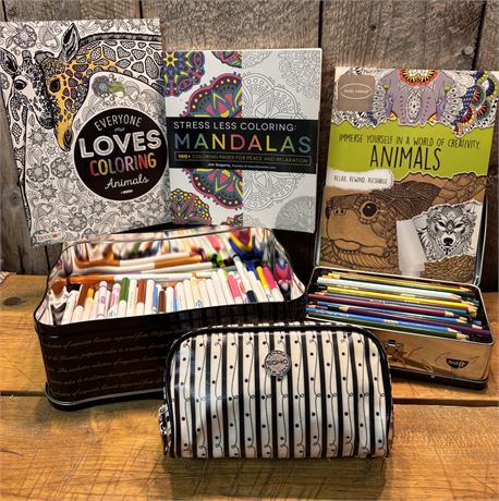 Ultimate Stress Relief Coloring Bundle – Books, Markers & Pencils3