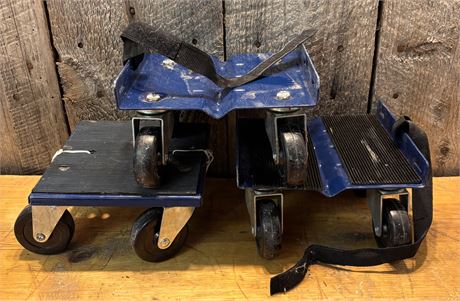 Set of 3 Heavy-Duty Blue Steel Furniture & Equipment Dollies 8