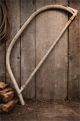 32.5" Vintage Primitive Bow Saw – Rustic Industrial Wall Decor 11