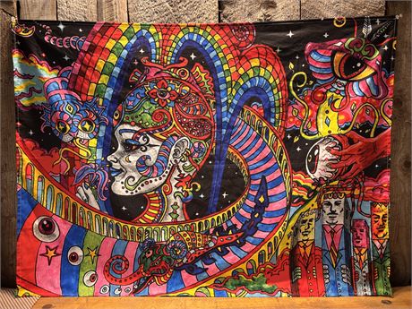 Trippy Visionary Art Tapestry - "Cosmic Awakening" Psychedelic Wall Hanging FS