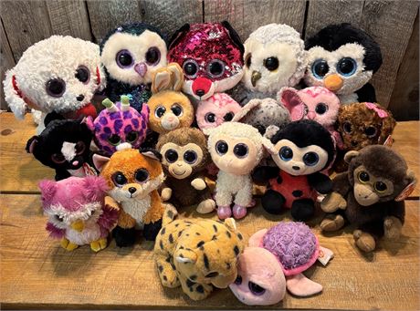 Ty Beanie Boos - Rare Retired & Glitter Eye Collection - Dogs, Owls, Monkeys+ 9