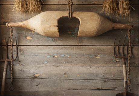 Hand-carved primitive shoulder yoke OA