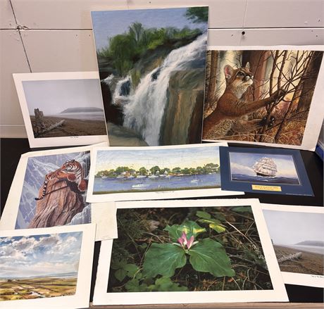Collection of 9 Nature & Maritime Art Prints/Paintings – New Brunswick Themes FS