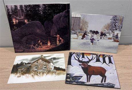 4 Vintage Americana Art Prints – D.R. Laird & More – Rustic Country Decor FS