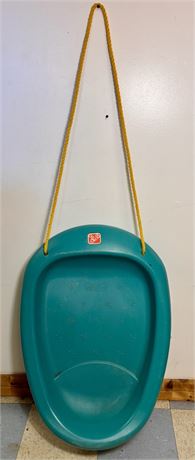 Vintage Step2 Teal Plastic Toddler Snow Sled with Yellow Pull Rope 4