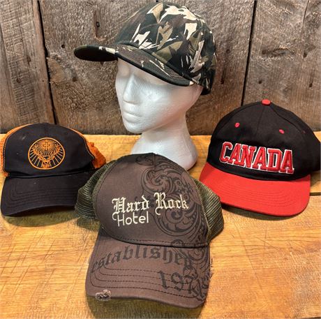 4 Hats - Vintage Hard Rock, New Era Camo, Jägermeister & Canada Snapback 3