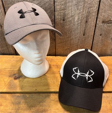 2 Under Armour Men’s Stretch Fit Caps - Fish Hook Logo & Grey Blitzing - L/XL 3