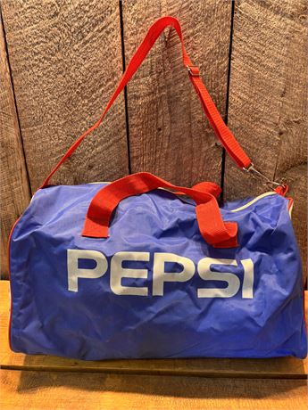 Vintage 80s/90s Pepsi Duffle Bag - Retro Blue Nylon Gym/Travel Bag w/ Strap 3