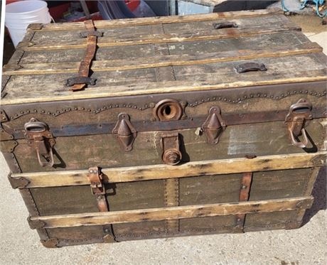​Antique Canvas-Wrapped Steamer Trunk OA