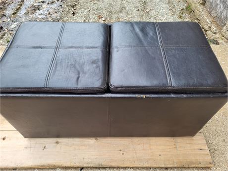 Dark Brown Faux Leather Double Storage Ottoman / Entryway Bench G