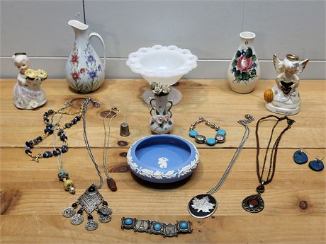 Vintage Decor and Jewelry Assortment