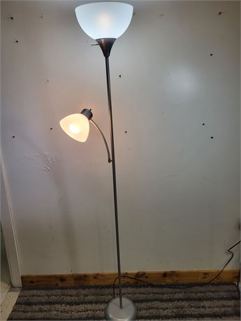 Dual-Light Floor Lamp with Adjustable Reading Arm
