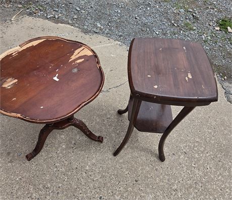 Vintage Wooden Accent Side Tables - Pair