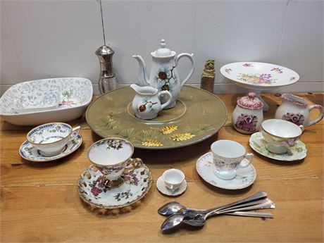 Vintage Assorted Porcelain Tea Set and Tableware Collection