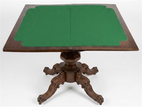 Antique Flip-Top Pedestal Game Table