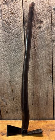 Vintage Double-Bladed Adze / Mattock Hoe with 33.5" Wooden Handle