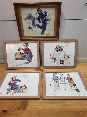 Lot of 5 Framed Norman Rockwell Art Prints