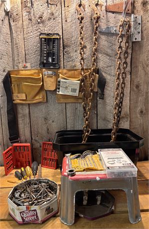 Mixed Hand Tools, Hardware Assortment & Workshop Items