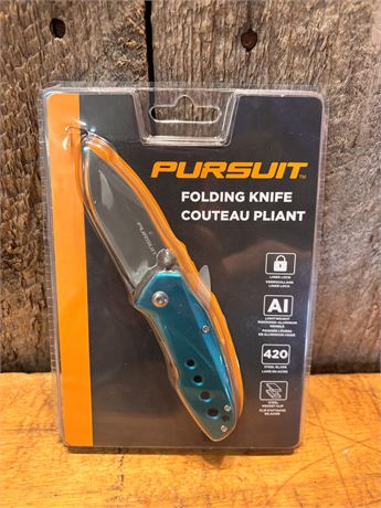 Pursuit Folding Knife with Teal Aluminum Handle