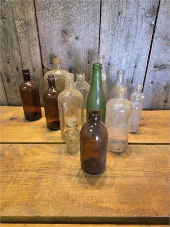 Vintage & Antique Collectible Glass Bottle Collection - 13 Piece Lot 20